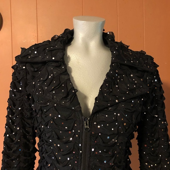 Clara SunWoo Black Zip Up Jacket Silver Dots S - Picture 5 of 8